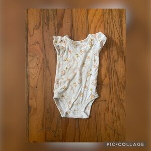 Carter's White and Yellow Bodysuit with Floral Design